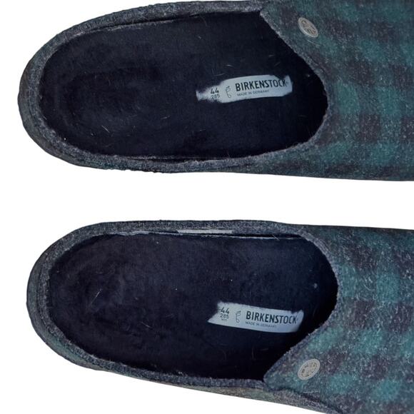 Birkenstock Zermatt Black Shearling Wool Felt Plaid Green - Picture 6 of 11
